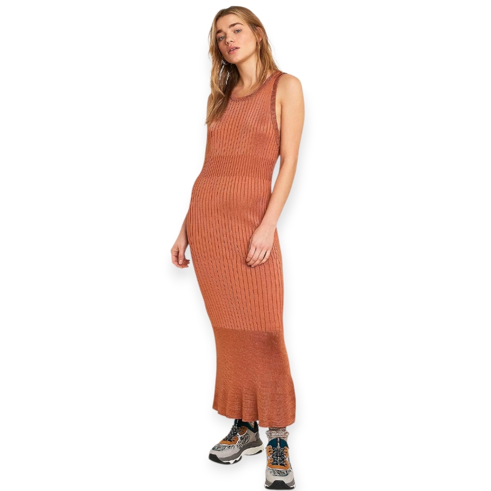 Free People Come My Way Rust Midi Sleeveless Dress